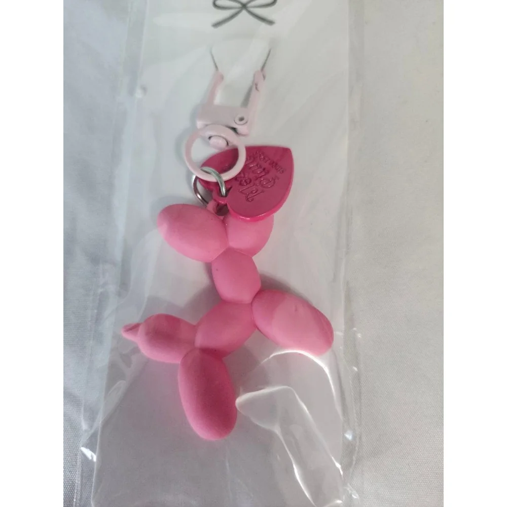 Pink Balloon Dog Keychain One Size
